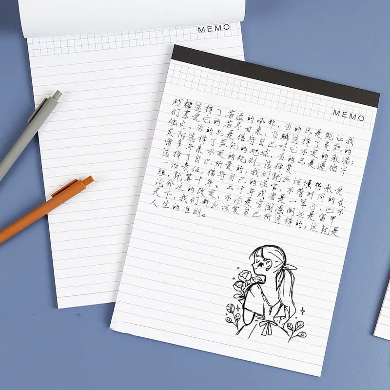 A4 tearable meeting notebook with grid design cover and wireless adhesive binding