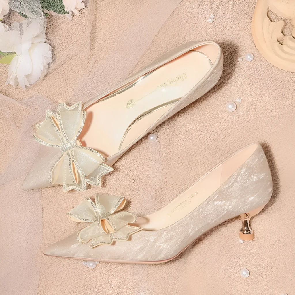 Champagne gold crystal sequin stiletto high heels for wedding occasions