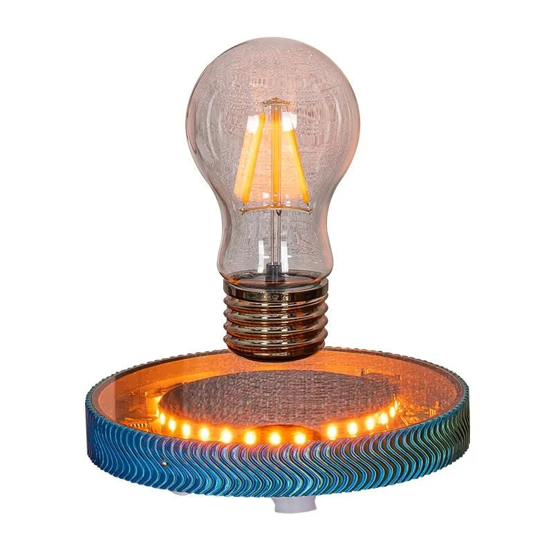 Magnetic suspension moon lamp floating above surface with 3D printed modern design