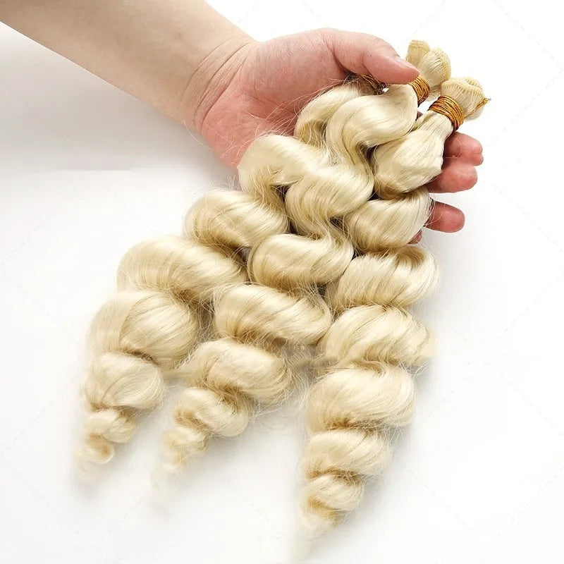 Women's golden chemical fibre hair weft wig in three length options