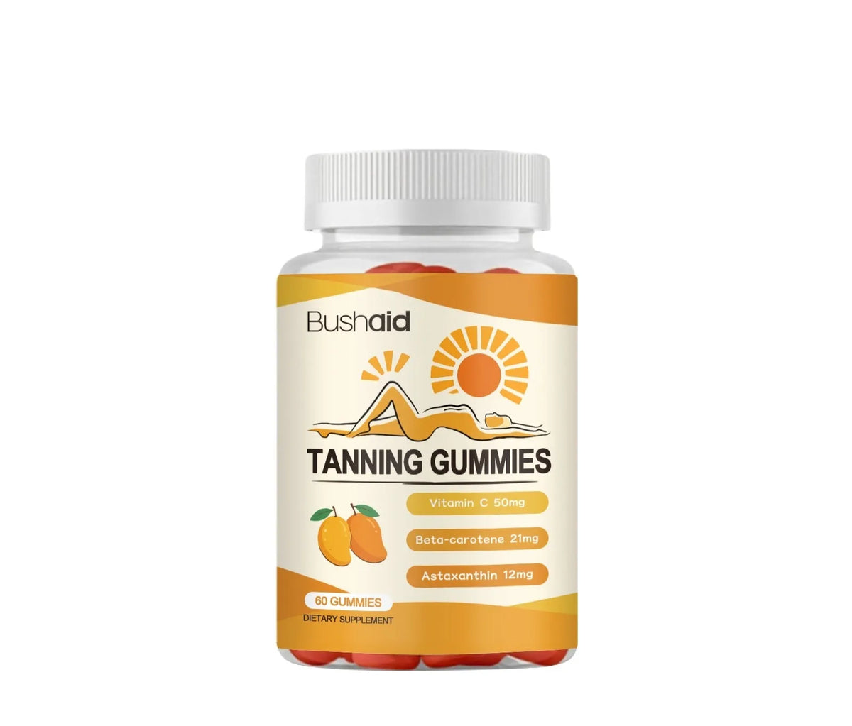 Pack of 60 Meihei Gummies With White Caps soft candy dietary supplements.