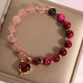 Women's strawberry crystal bracelet with elastic rope, simple design, uniform 18cm length