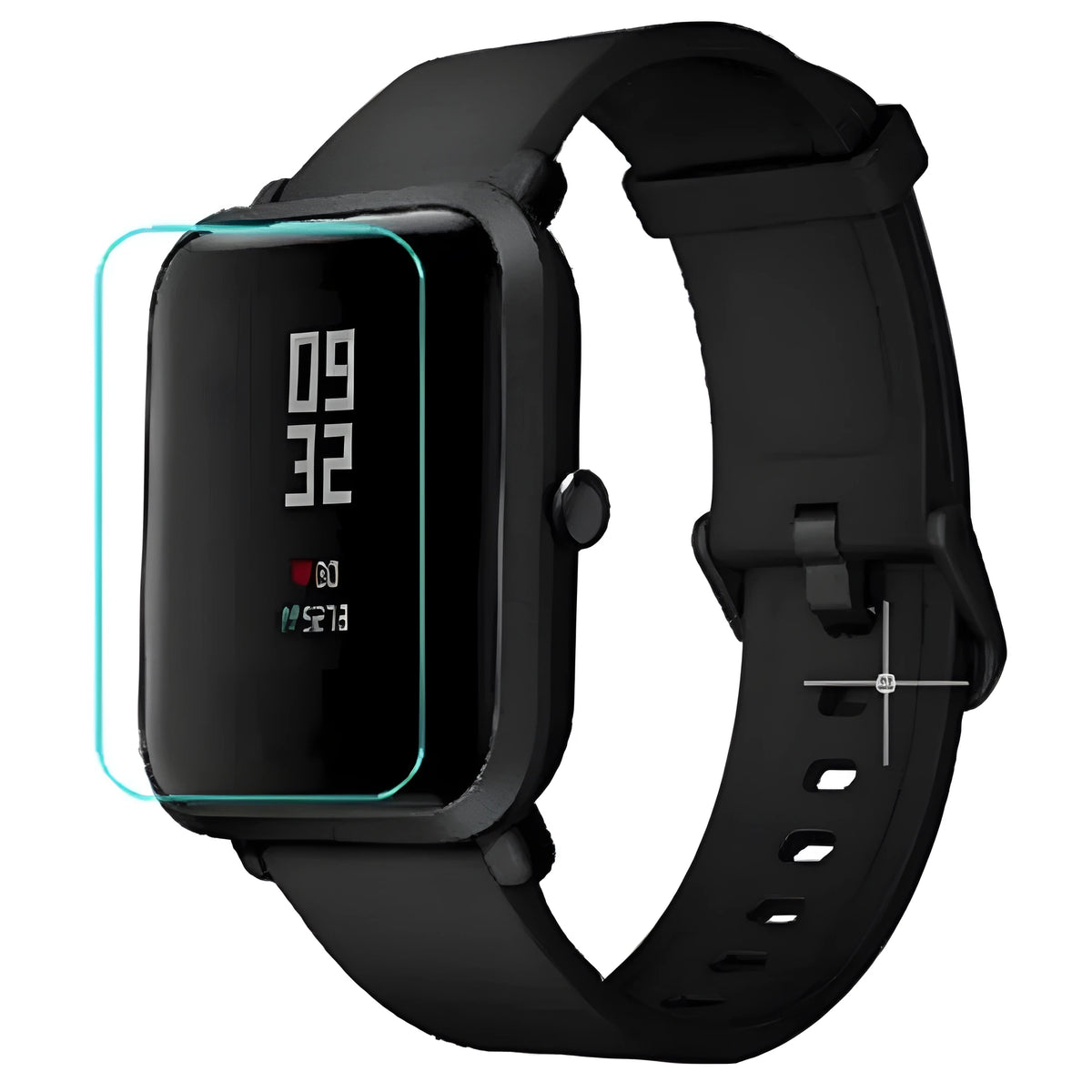 Amazfit Bip S smartwatch with clear TPU hydrogel screen protector applied