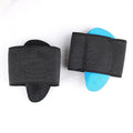 Blue elastic bandage arch support foot pads for adults and children on a white background