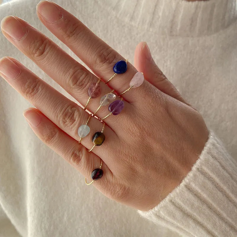 Geometric niche design ring with colourful agate gemstone centrepiece, available in eight colour variations