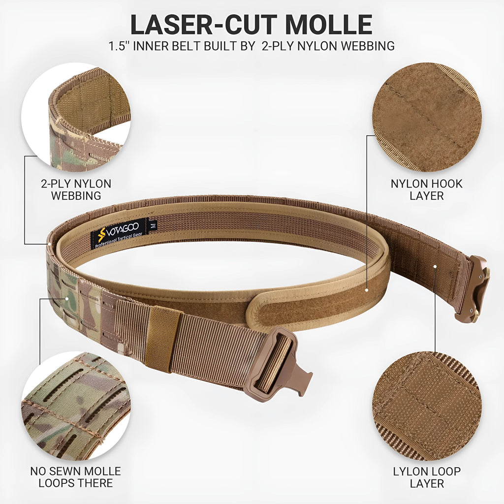 VOTAGOO 2-inch wide tactical webbing belt with alloy quick-release buckle in CP camouflage colour