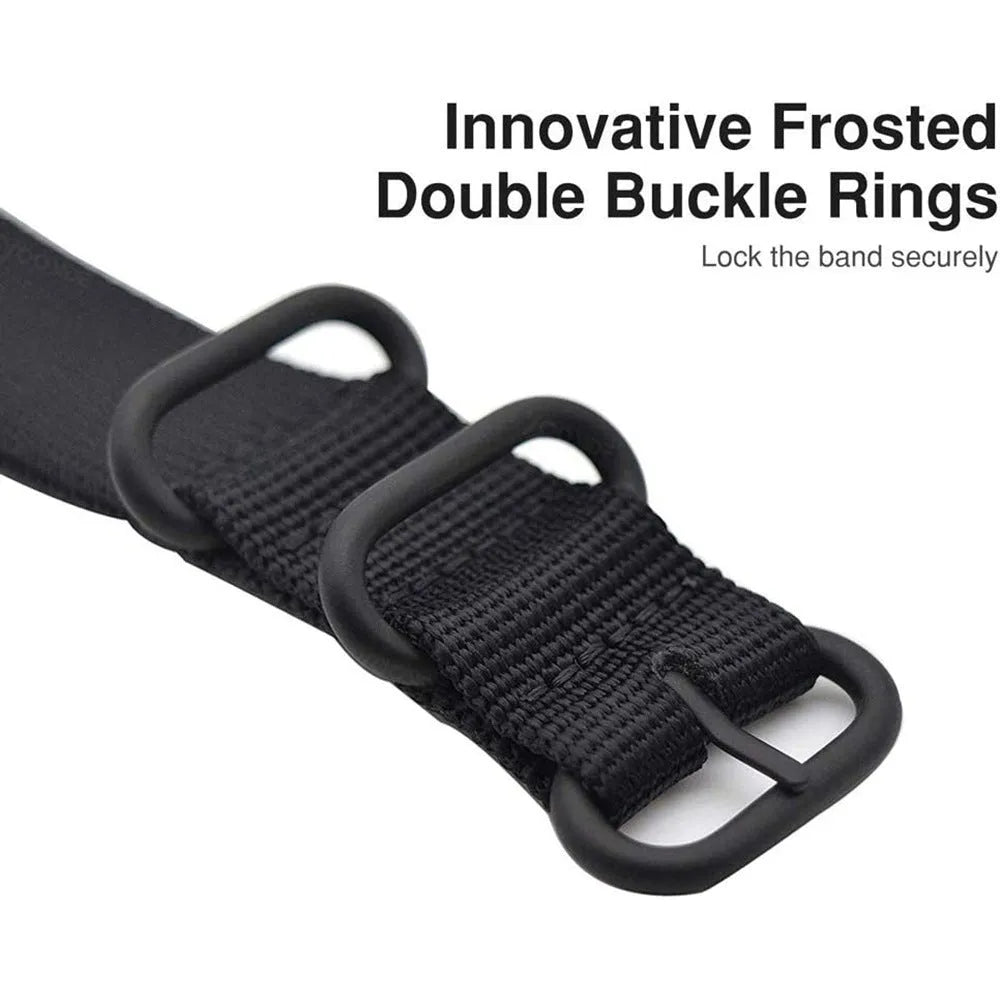 Nylon three-ring buckle replacement strap for Fitbit Charge 2, Charge 3, Charge 4 and Charge 5 fitness trackers.