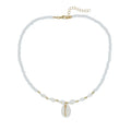 Cold wind special-interest design conch white bead necklace with mother-of-pearl shellfish pendant