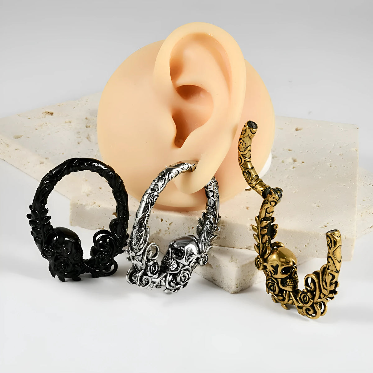 Stainless steel totem pattern fashion earrings with electroplated finish in various style options