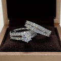 2 in 1 fashion female ring set in alloy with diamond treatment showing silver gold rose gold colours