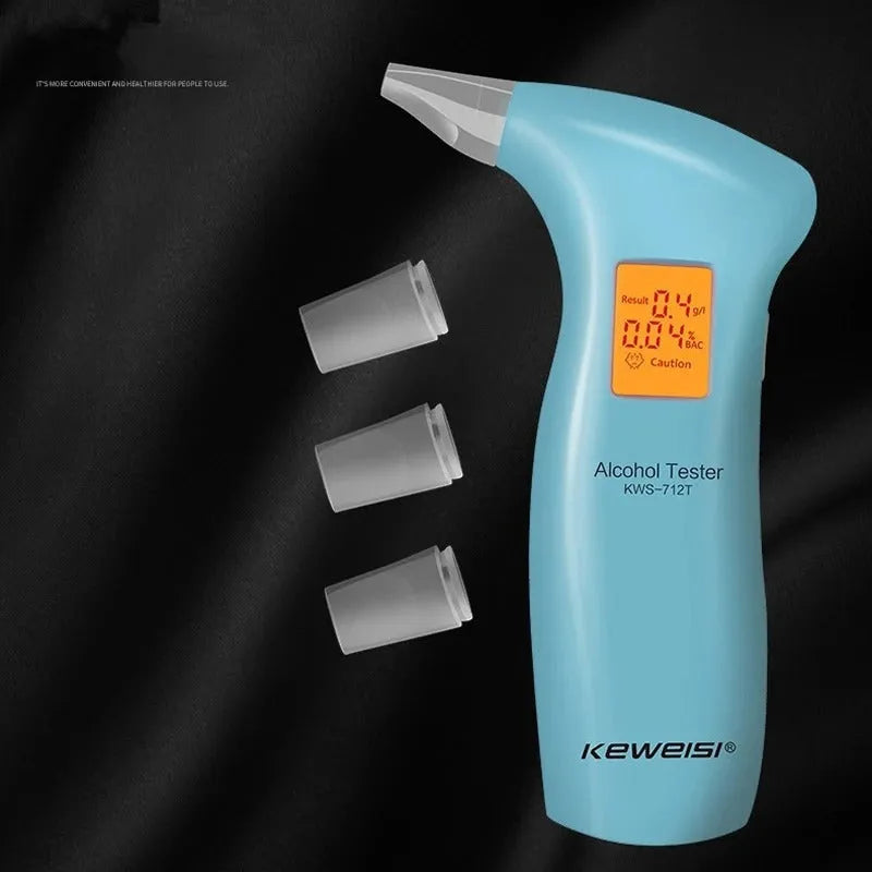 Portable orange light breath alcohol tester with digital display and replaceable mouthpieces