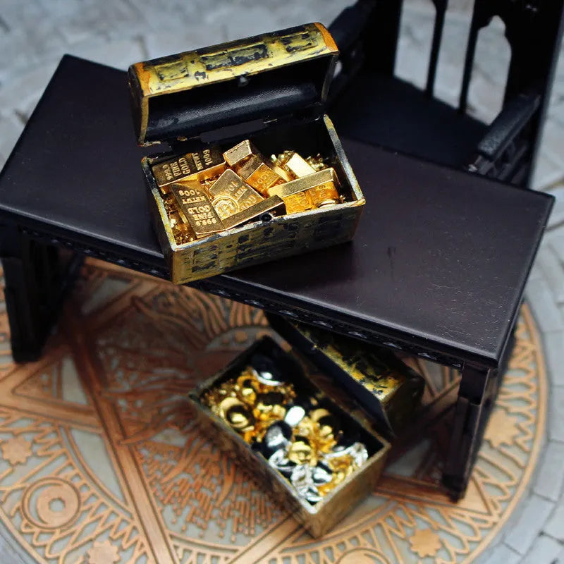 Alloy gold coin treasure box doll house miniature accessories for teenage development