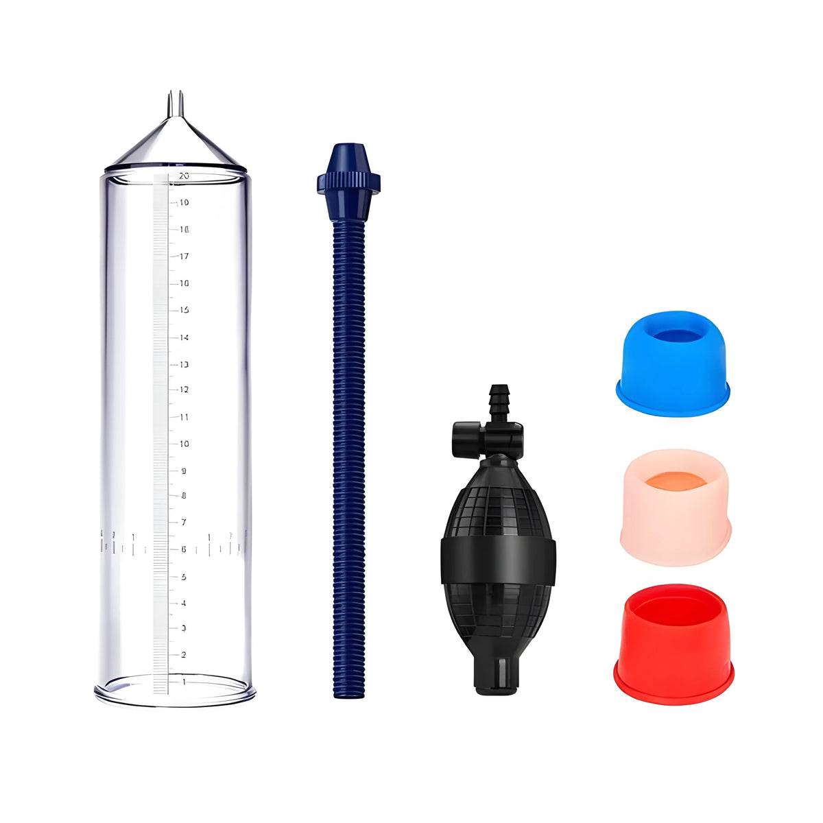 Male minimalist home exercise machine silicone cover with plastic valve exerciser and accessory components