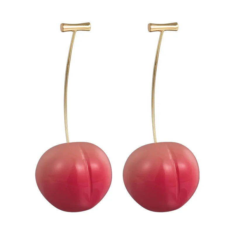 Acrylic peach fruit earrings with copper wires in small and large peach designs