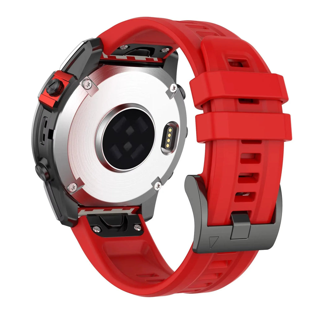 Jiaming Fenix7 quick release silicone watch strap in multiple colours showing 20mm, 22mm, and 26mm width options