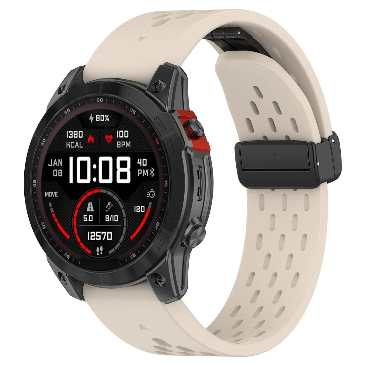 Garmin Fenix quick release replacement watch strap in multiple colours showing quick-release lugs