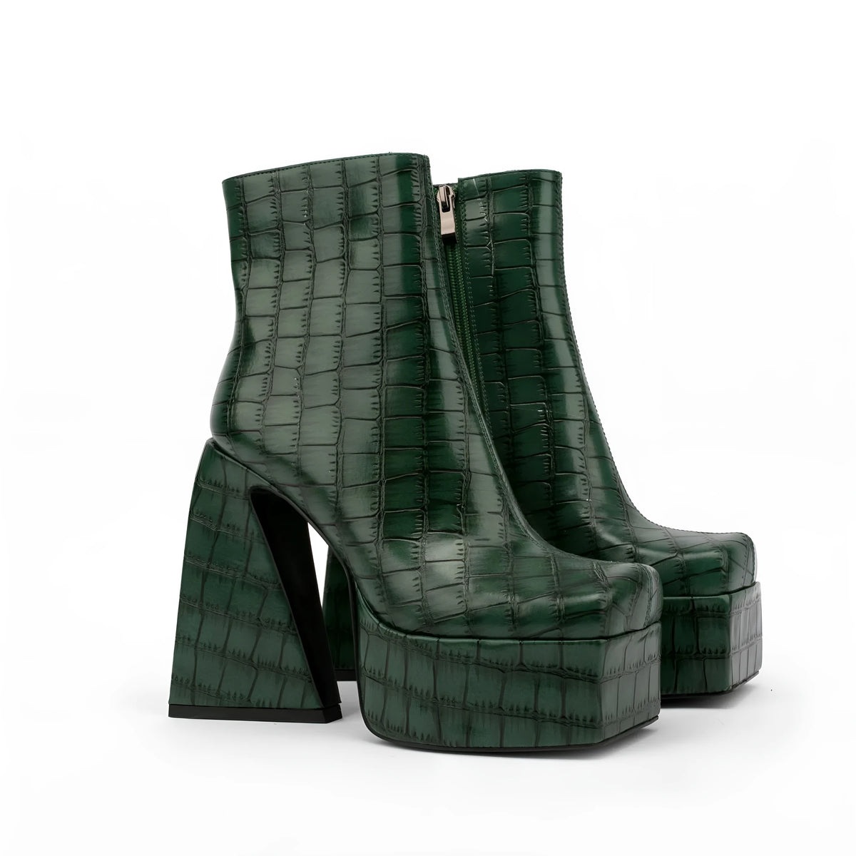 Women's artificial PU leather ankle boots with super high heel above 8cm in red, green, black, beige and brown colour options