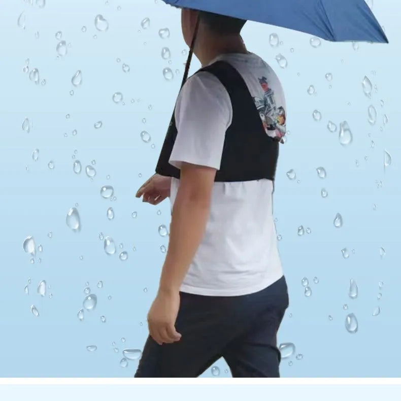 Portable umbrella holder with adjustable shoulder strap in black diving cloth material