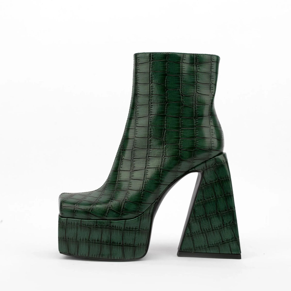 Women's artificial PU leather ankle boots with super high heel above 8cm in red, green, black, beige and brown colour options