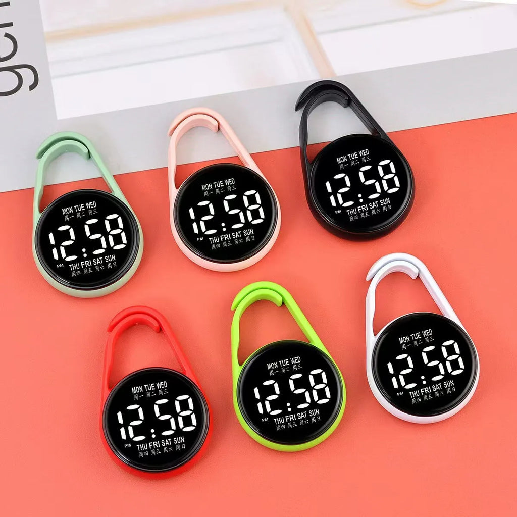 Simple LED luminous electronic watch with a plastic strap and digital display in one of ten available colours.