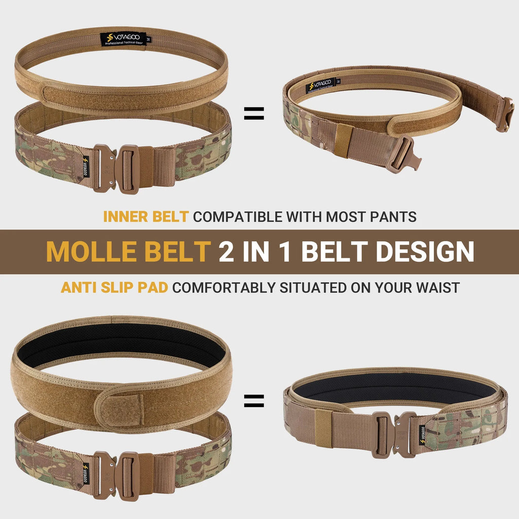 VOTAGOO 2-inch wide tactical webbing belt with alloy quick-release buckle in CP camouflage colour