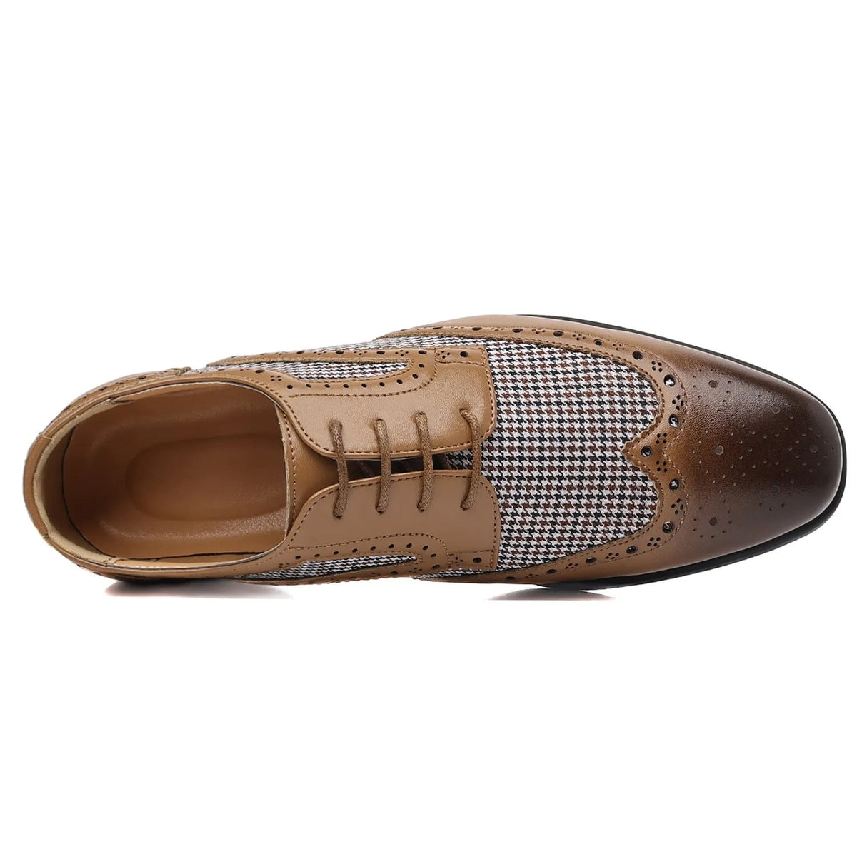 Men's houndstooth plaid casual shoes with canvas upper, rubber sole, and square toe in multiple colours.