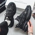 Men's beige mesh and PU leather sneakers with rubber soles and front lace-up closure
