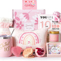 Aromatherapy candle bath gift set with soy wax candles in multiple colour options including pink, sunflower, purple and blue suits