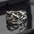 Copper men's thorn flower ring with geometric floral patterns and adjustable opening