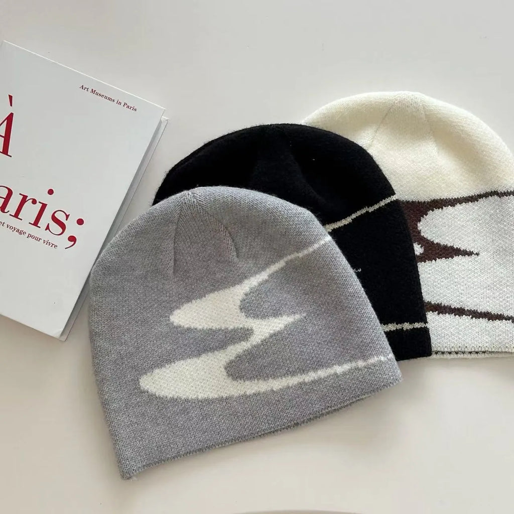 Acrylic beanie hat in M size 56-58cm showing white, grey and black colour options