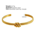 C-shaped open double-layer knotted bracelet in gold or silver plating with adjustable sizing