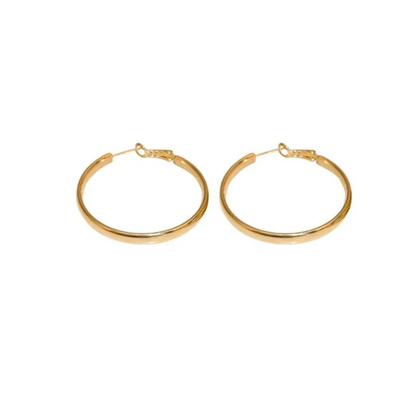 40mm copper circle hoop earrings with gold or silver electroplated finish