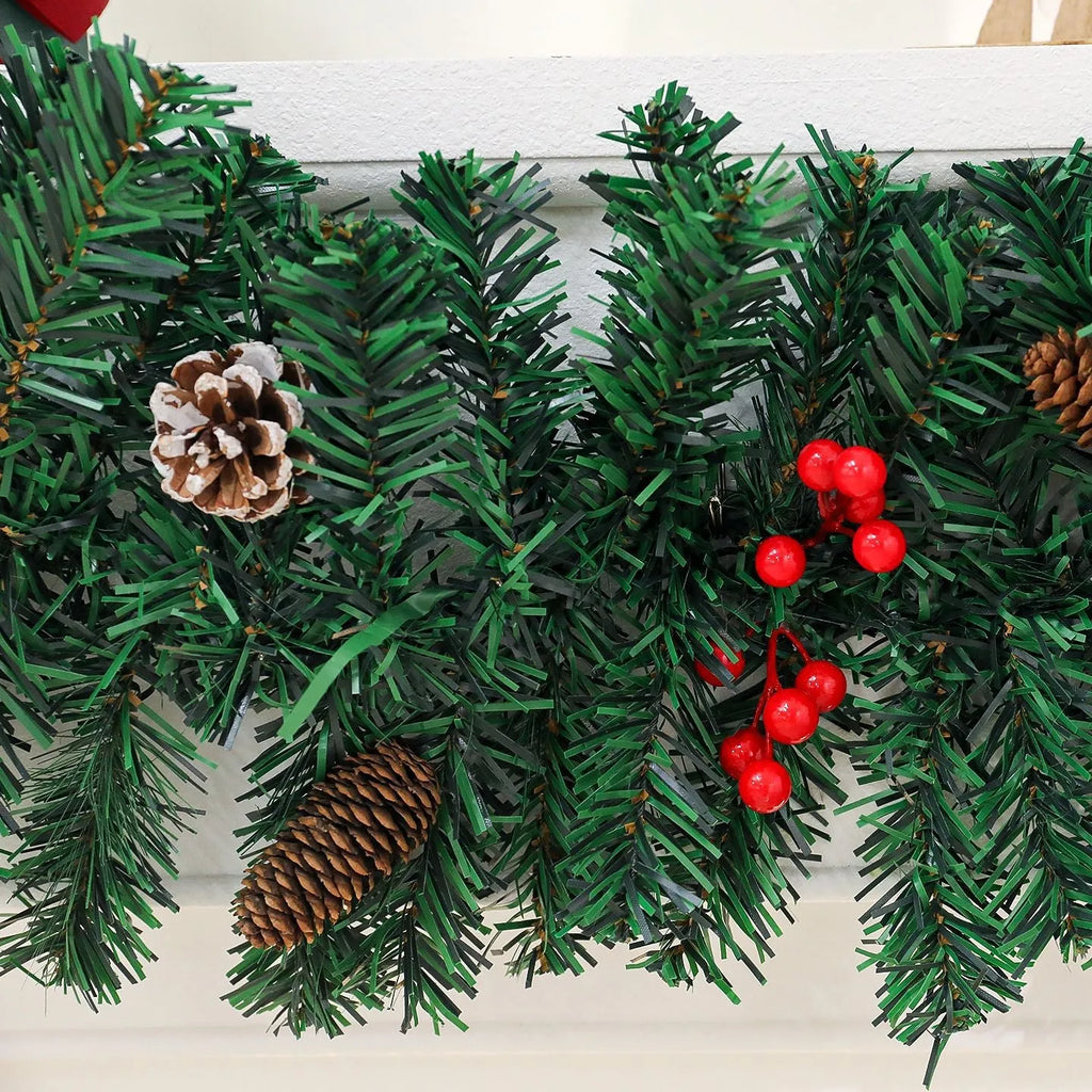 PVC Christmas rattan decorative bow with pine cone centrepiece and optional lighting