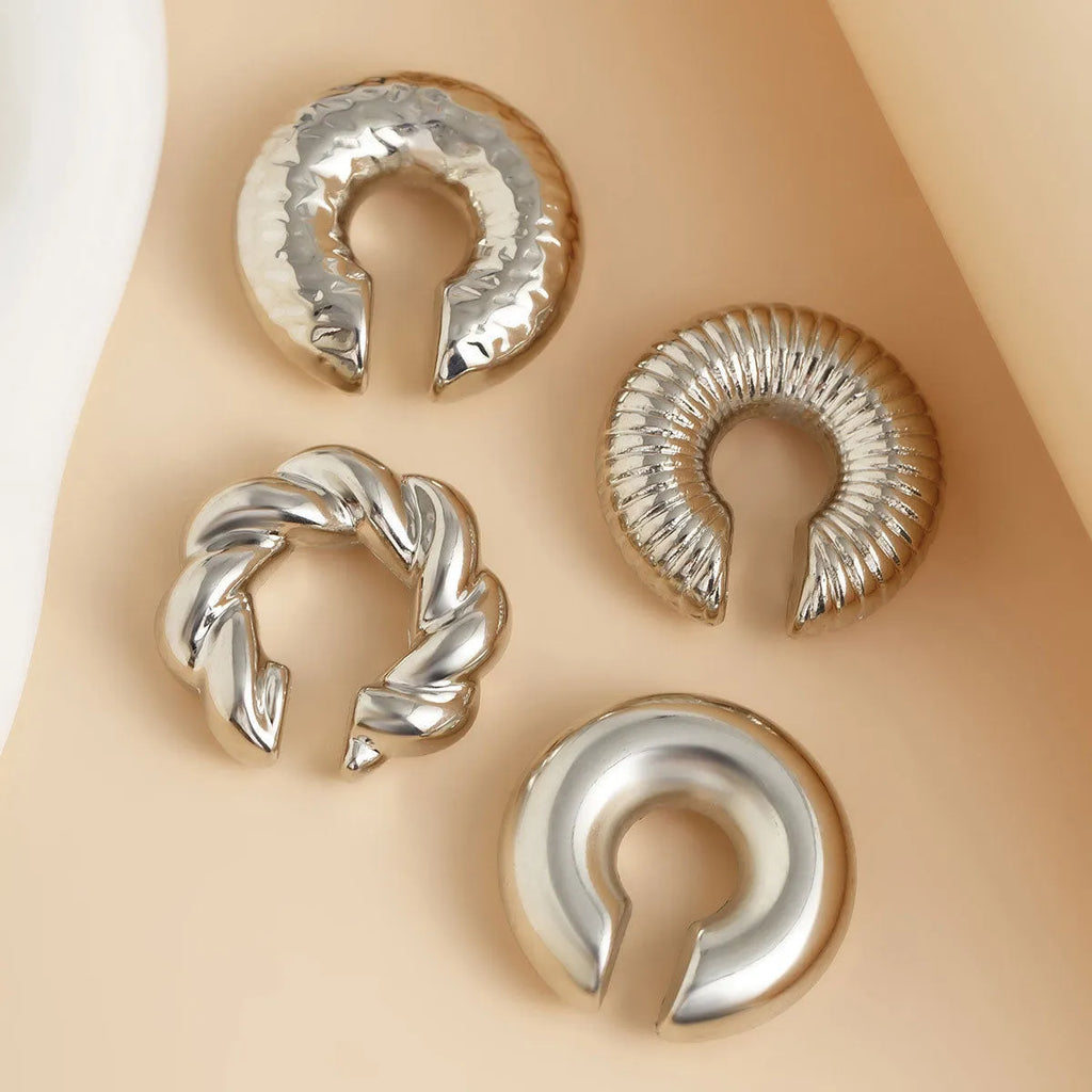 Geometric clip-on earring set for women with gold and silver options, four pieces