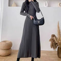 Women's woollen pullover dress with A-line skirt in free size high waist design
