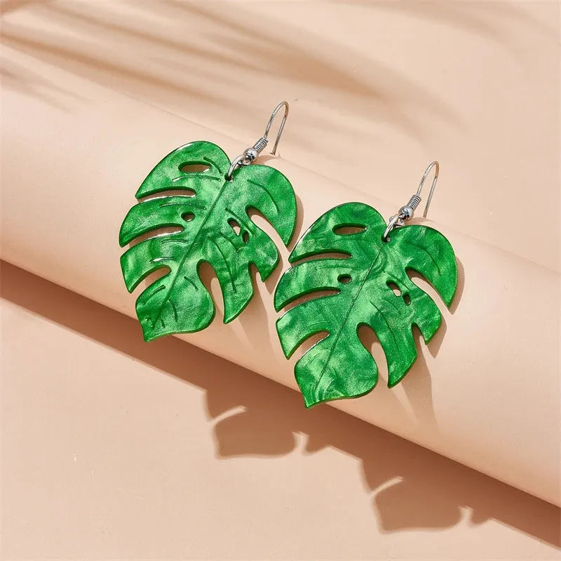 Women's summer coconut jackfruit acrylic dangle earrings with drop shape and ear hook fastening