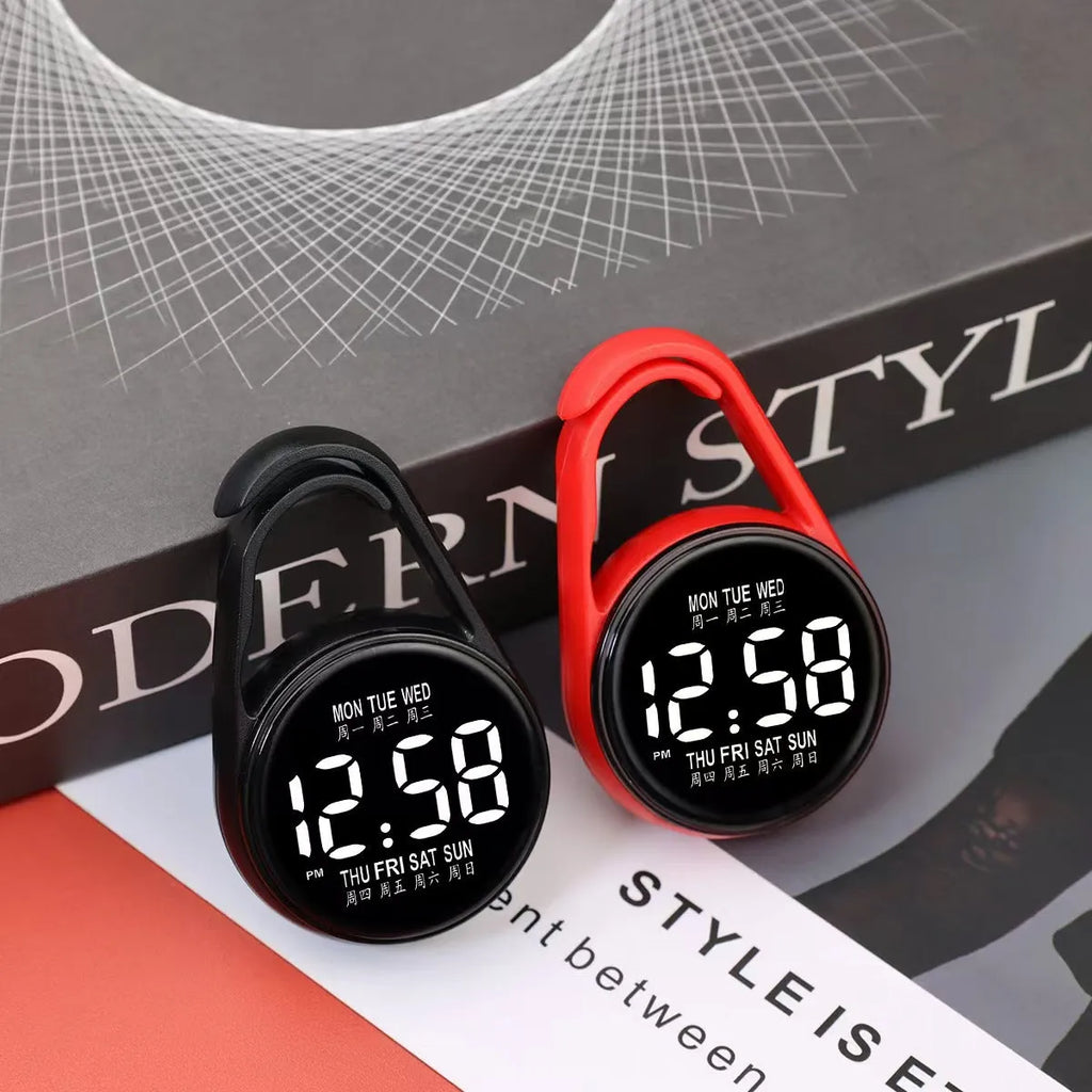 Simple LED luminous electronic watch with a plastic strap and digital display in one of ten available colours.