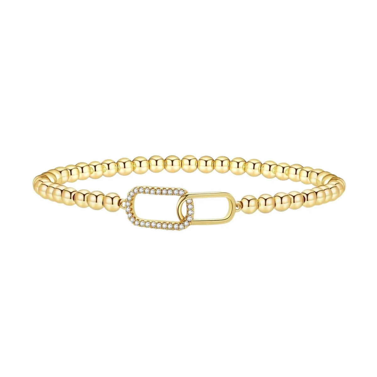 Adjustable stainless steel beaded bracelet with round geometric beads in six colour options