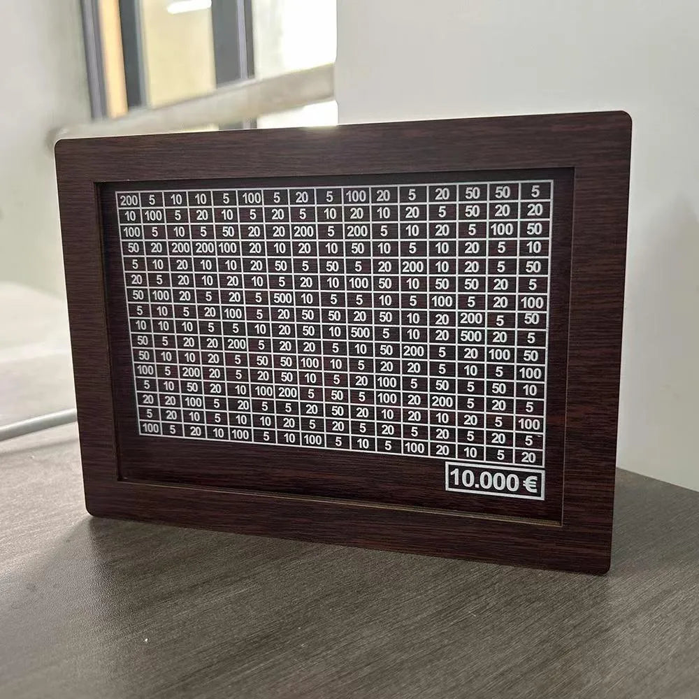 Wooden digital coin bank gift box with retro design for saving money.