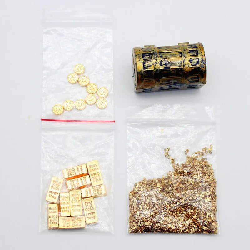 Alloy gold coin treasure box doll house miniature accessories for teenage development