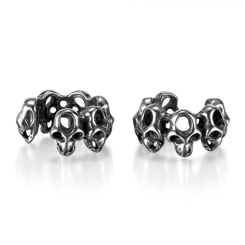Retro hollow skull stainless steel ear clip earrings for men and women