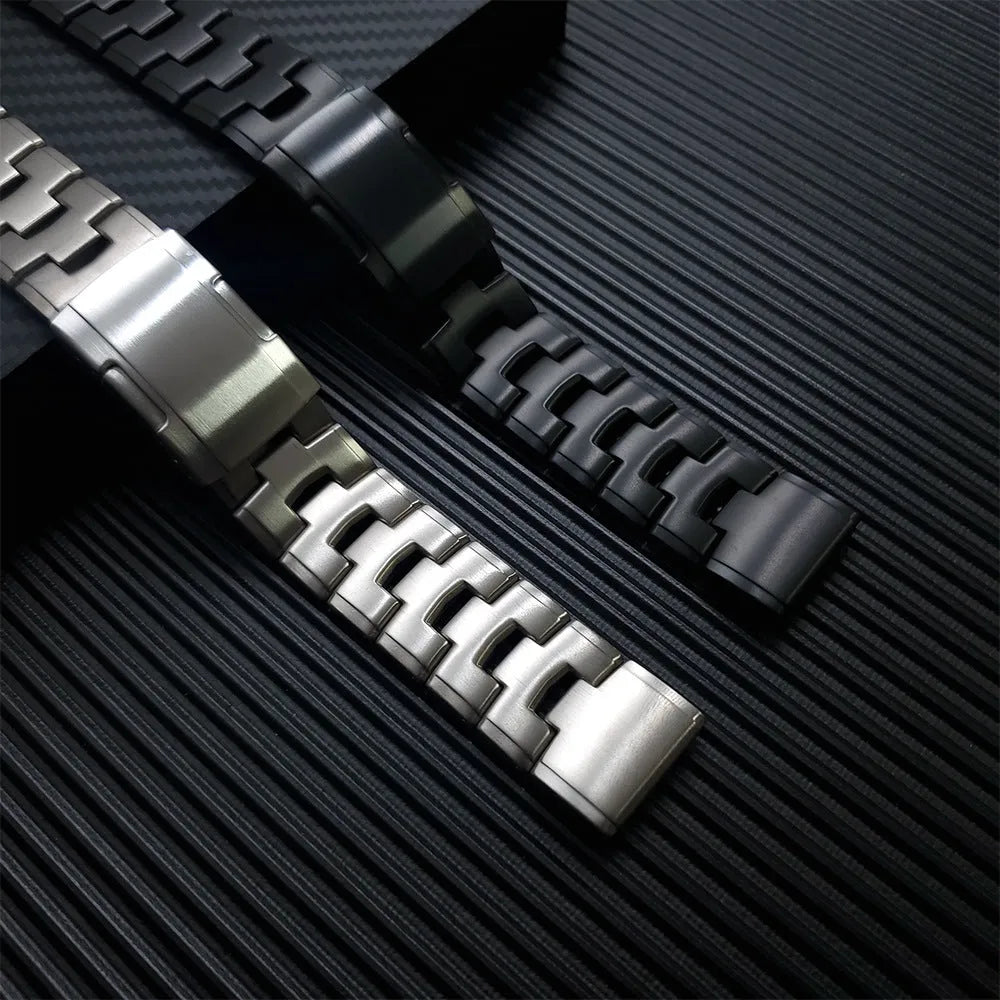 Jiaming metal watch strap for Garmin Fenix watches in black, silver, titanium colours