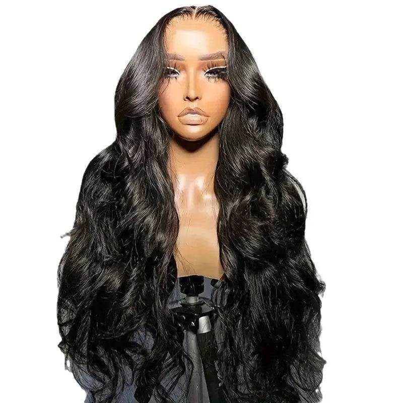 Black lace front wig with big wave hairstyle showing high temperature fibre construction