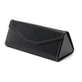 Handmade stitching PU cowhide triangle folding glasses case in 160x66x16mm size
