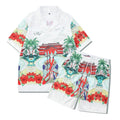 Men's plaid short sleeve shirt and trousers beach outfit in European American style