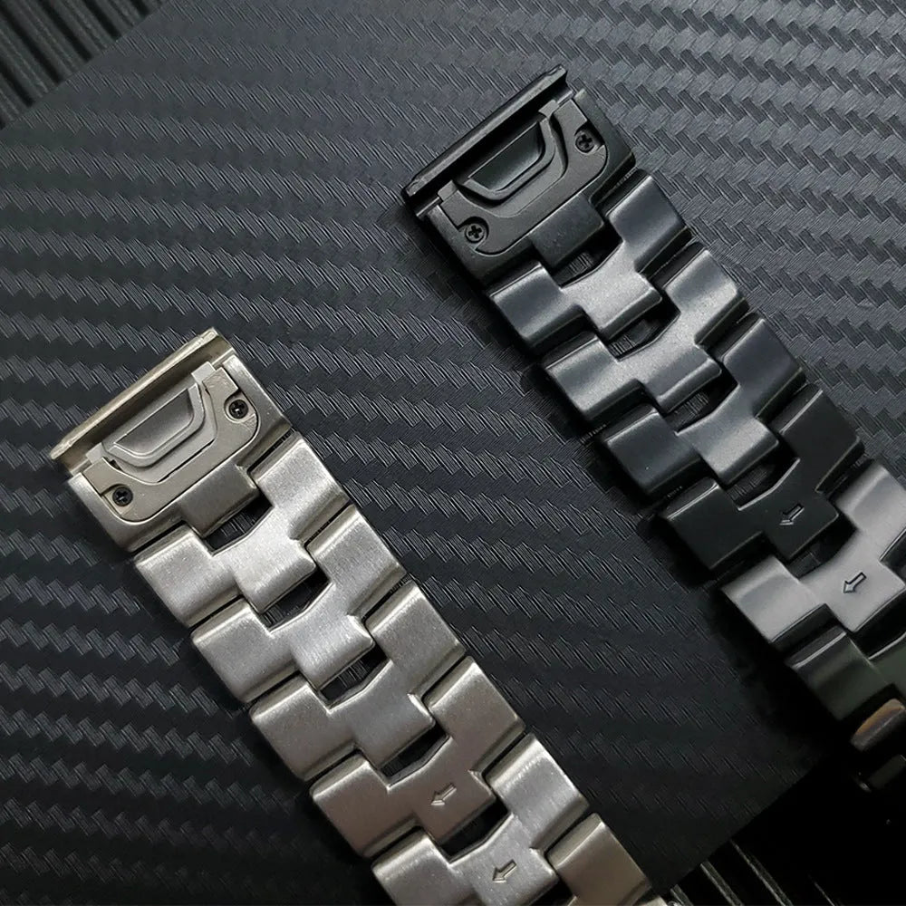 Jiaming metal watch strap for Garmin Fenix watches in black, silver, titanium colours