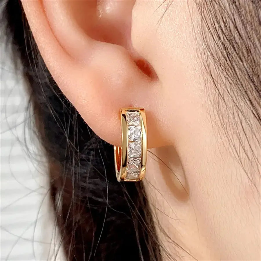 Geometric quadrilateral copper earrings in gold and silver finishes