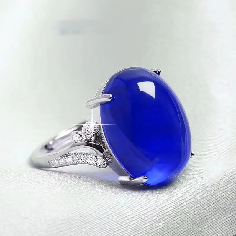 Geometric natural sapphire ring with adjustable opening in black, blue, green, red or yellow