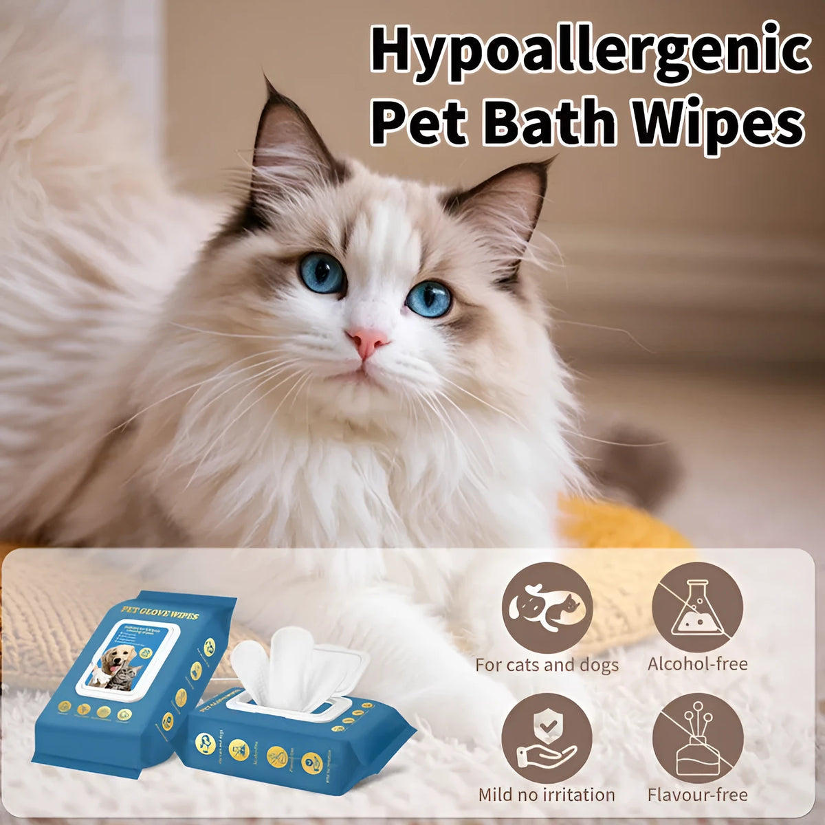 Plastic disposable gloves for pet bath cleaning and grooming tasks with cats and dogs