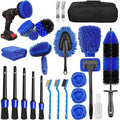 26-piece car cleaning brush set with various tools for vehicle interior and exterior washing